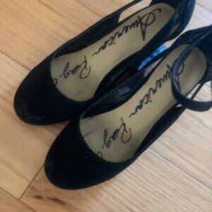 Black Suede Ankle Strap Heels